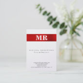 Pearl Stylish Monogram Red White Business Card Visitenkarte (Stehend Vorderseite)