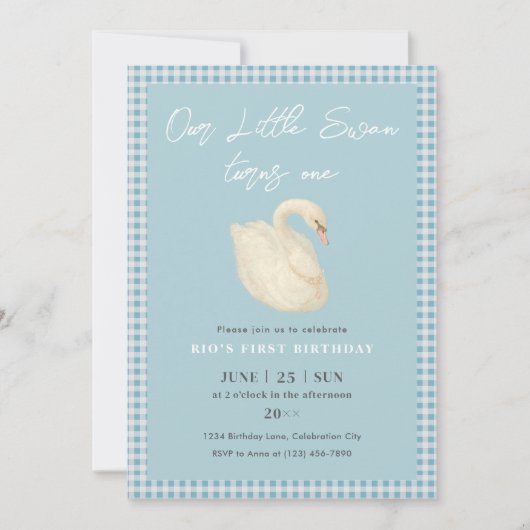 Pearl Swan Birthday Collection Einladung (Vorderseite)