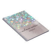 Pearl Texture Holographic Glitzer Typografy Name Notizblock (Rechte Seite)