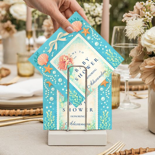 Pearl Tide Mermaid Baby Shower Serviette