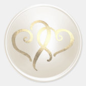 Pearl Two Gold Hearts Umschlag Aufkleber (Vorderseite)