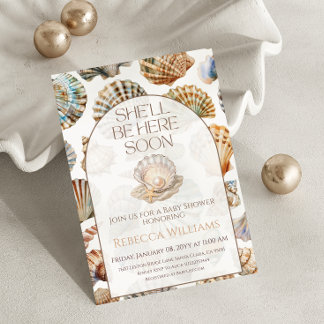 Pearl Under The Sea You Soon Girl Baby Shower Einladung