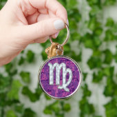 Pearl Virgo Zodiac Sign Pink Fuchsia Digitale Camo Schlüsselanhänger (Hand)