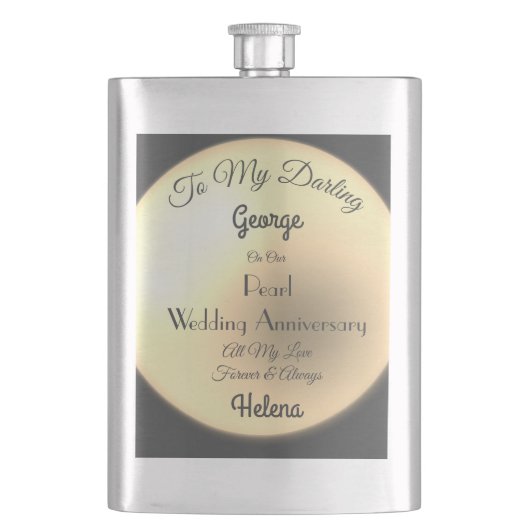 Pearl Wedding Anniversary Classic Flasche. Flachmann (Vorderseite)