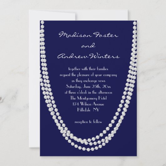 Pearl Wedding Invitation - blau Einladung (Vorderseite)