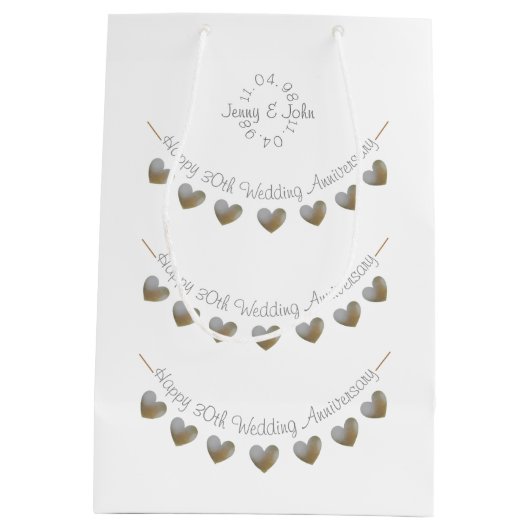 Pearl Wedding Jubiläumsgeschenktasche Mittlere Geschenktüte (Rückseite)