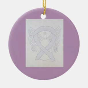 Pearl White Awareness Ribbon Angel Kunst, Dichtung Keramik Ornament