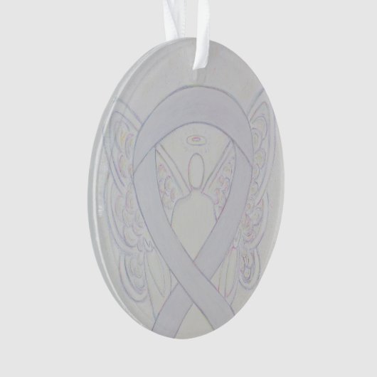 Pearl White Awareness Ribbon Angel Ornamente (Vorderseite)