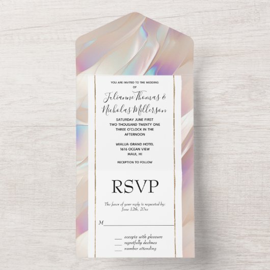 Pearl White Blue Lila Abstrakt All In One Einladung (Innen Boden)