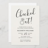 Pearl White Checkout Funny Modern Brautparty Einladung (Vorne/Hinten)