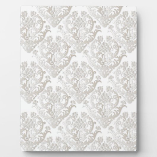 Pearl White Damask Muster Fotoplatte (Vorderseite)
