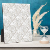Pearl White Damask Muster Fotoplatte (Seite)