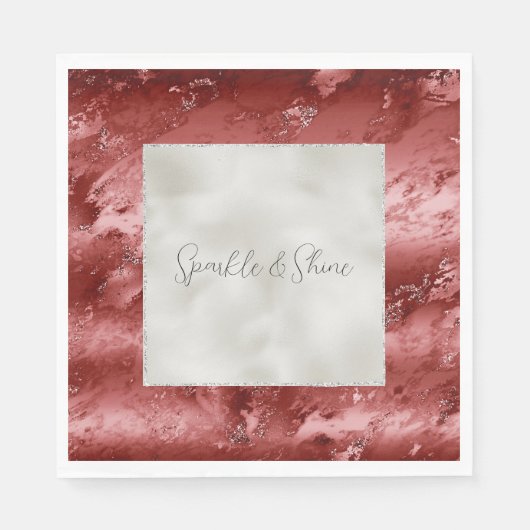 Pearl White Glitzer Red Marble Ombre Serviette (Vorderseite)