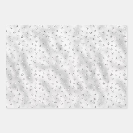 Pearl White Gold Glitzer Sparkle Stars Geschenkpapier Set (Vorderseite 2)