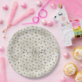 Pearl White Gold Glitzer Sparkle Stars Pappteller (Party)