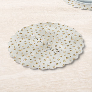 Pearl White Gold Glitzer Sparkle Stars Untersetzer