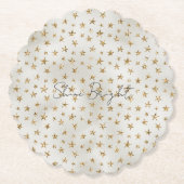Pearl White Gold Glitzer Sparkle Stars Untersetzer (Vorderseite)