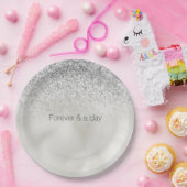 Pearl White Luxe Silver Glitzer Pappteller (Party)