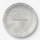 Pearl White Luxe Silver Glitzer Pappteller (Vorderseite)