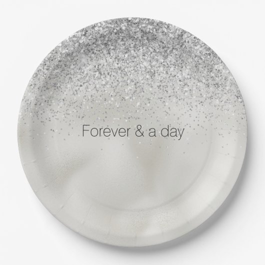 Pearl White Luxe Silver Glitzer Pappteller (Vorderseite)