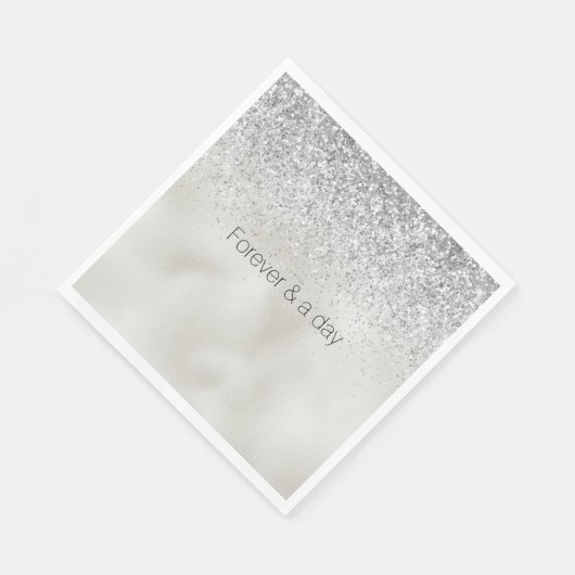 Pearl White Luxe Silver Glitzer Serviette (Ecke)