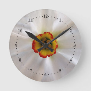 pearl white narcissus runde wanduhr