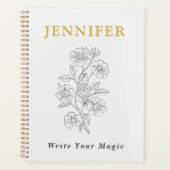 Pearl White Notebook with Gold Line – Elegant  Planer (Vorderseite)