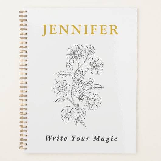 Pearl White Notebook with Gold Line – Elegant Planer (Vorderseite)