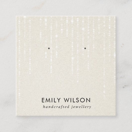 PEARL WHITE STRING LIGHTS STUD EARRING DISPLAY QUADRATISCHE VISITENKARTE (Vorderseite)