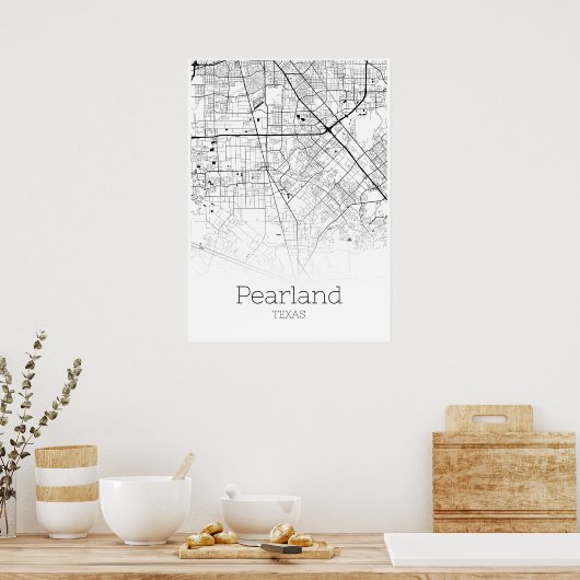 Pearland Map - Texas - City Map Poster (Küche)