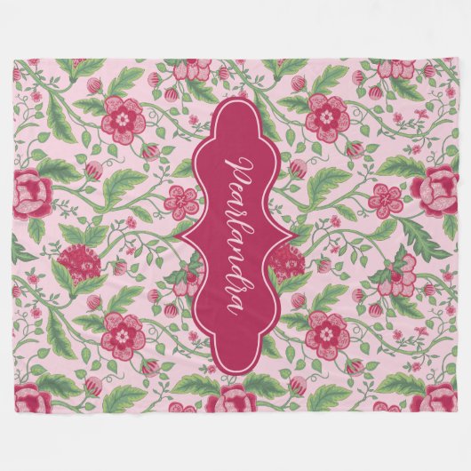 Pearlandra Rosa Jugendstil Fleecedecke (Vorderseite (Horizontal))