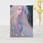 Pearlescent Fantasy Ai Art Hübsch Ethereal Frau Karte (Gelbe Blume)