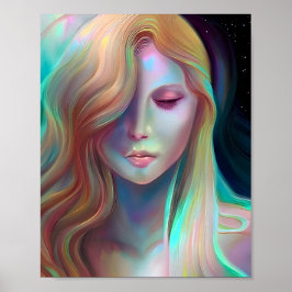 Pearlescent Fantasy Ai Art Hübsch Ethereal Frau Poster