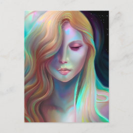 Pearlescent Fantasy Ai Art Hübsch Ethereal Frau Postkarte