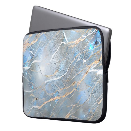 Pearlescent Marble Stone Laptopschutzhülle (Vorderseite Links)