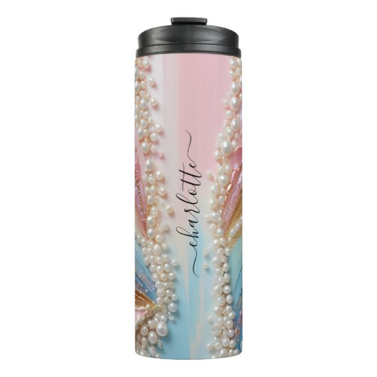 Pearlescent Painted Pearls Shells  Thermosbecher (Vorderseite)