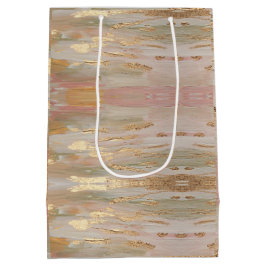 Pearlized Gold, Rose, Leinenschattiertasche Mittlere Geschenktüte