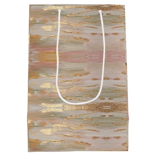 Pearlized Gold, Rose, Leinenschattiertasche Mittlere Geschenktüte (Rückseite)