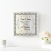 Pearls and Diamonds 30th Wedding Anniversary Quadratische Wanduhr (Zuhause)