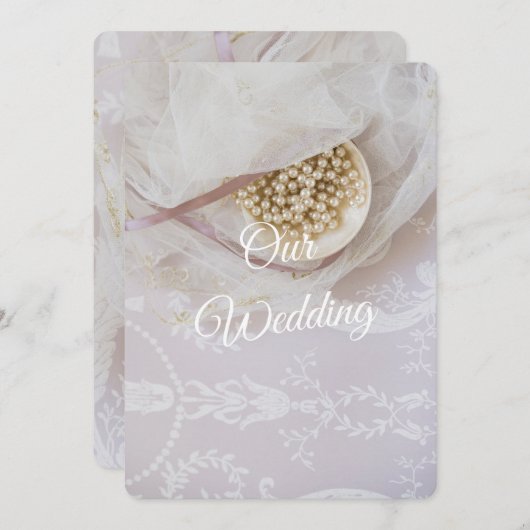 Pearls and Lace Wedding Einladung (Vorne/Hinten)