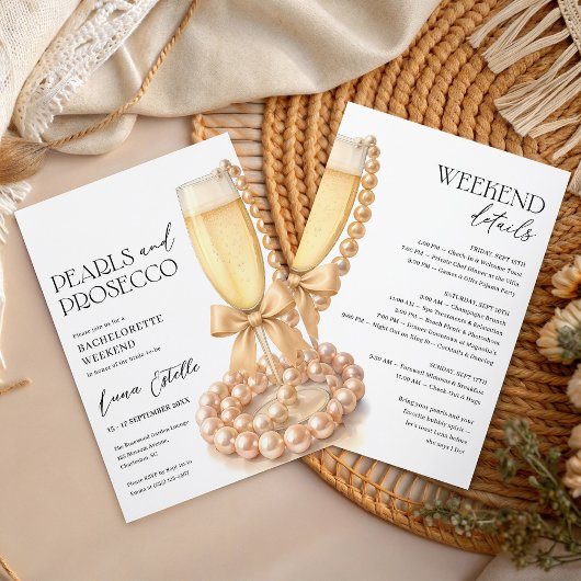 Pearls and Prosecco Bachelorette Weekend Itinerary Einladung