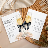 Pearls and Prosecco Black Bow Bridal Shower Einladung