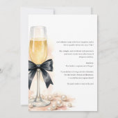 Pearls and Prosecco Black Bow Bridal Shower Einladung (Rückseite)