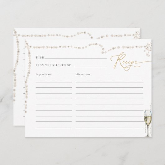 Pearls and Prosecco Brautparty Rezept Card (Vorne/Hinten)