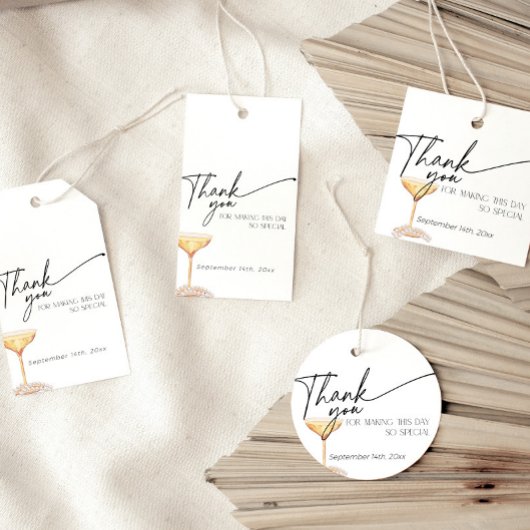 Pearls and Prosecco Brautparty Vielen Dank Geschenkanhänger