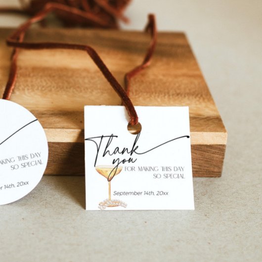 Pearls and Prosecco Brautparty Vielen Dank Geschenkanhänger