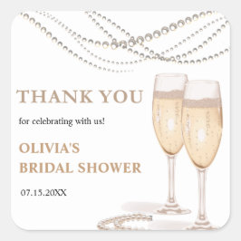 Pearls and Prosecco Brautparty Vielen Dank Quadratischer Aufkleber