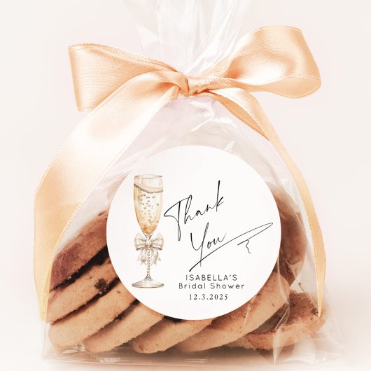 Pearls and Prosecco Brautparty Vielen Dank Runder Aufkleber