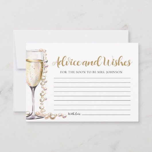 Pearls and Prosecco Bridal Advice and Wish Card Einladung (Vorderseite)