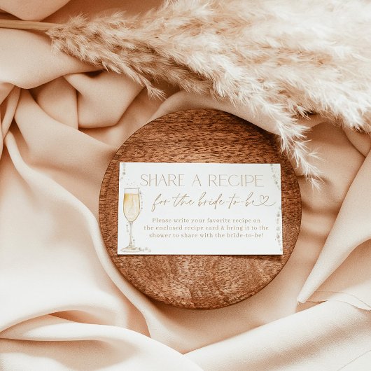 Pearls and Prosecco Bridal Recipe Request Card Begleitkarte